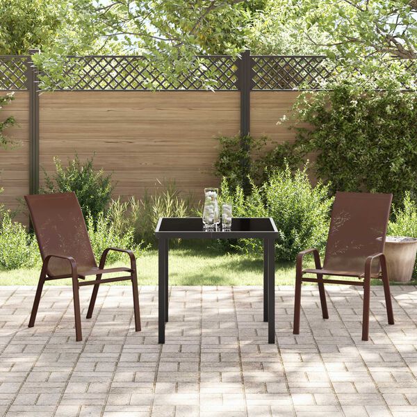 vidaXL Set da Pranzo per Giardino 3 pcs Marrone e Nero