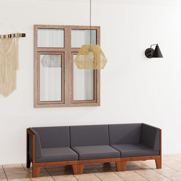 vidaXL Set Divani da Giardino 3 pz con Cuscini in Massello di Acacia