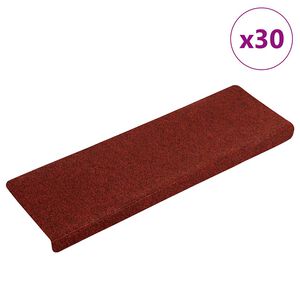 vidaXL Tappetini per scale autoadesivi 30 pz 65x21x4 cm Bordeaux Rosso Bordo rettangolare