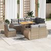 vidaXL Set Divano da Giardino 9 pz con Cuscini Beige in Polyrattan