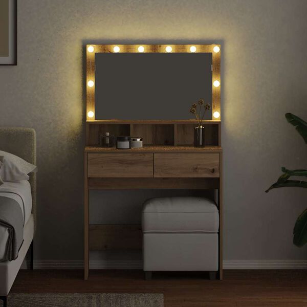 vidaXL Tavolo da Trucco Rovere artigianale 80 x 41 x 134,5 cm