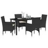 vidaXL Set da Pranzo per Giardino con cuscino 5 pcs Nero polyrattan