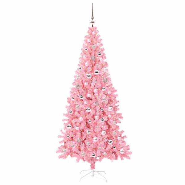 vidaXL Albero di Natale con 300 LED con supporto Rosa 240 cm PVC