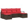 vidaXL Set di divani 6 pz 6-Numero di posti Marrone e Rosso polyrattan