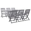 vidaXL Set da Pranzo per Giardino 7 pz Legno Massello di Acacia Grigio