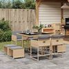 vidaXL Set Pranzo da Giardino 9 pz con Cuscini Beige Misto Polyrattan