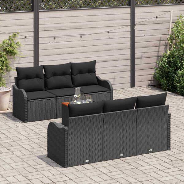 vidaXL Set Divano da Giardino 7 pcs Nero