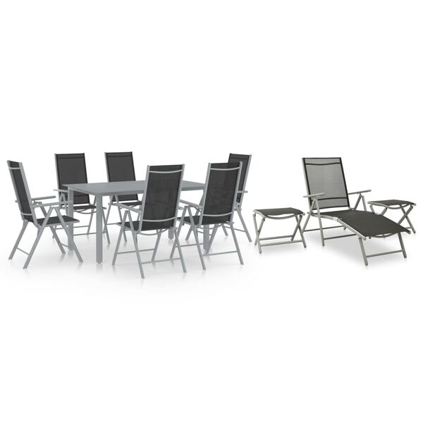 vidaXL Set da Pranzo da Giardino 10 pz Nero e Argento