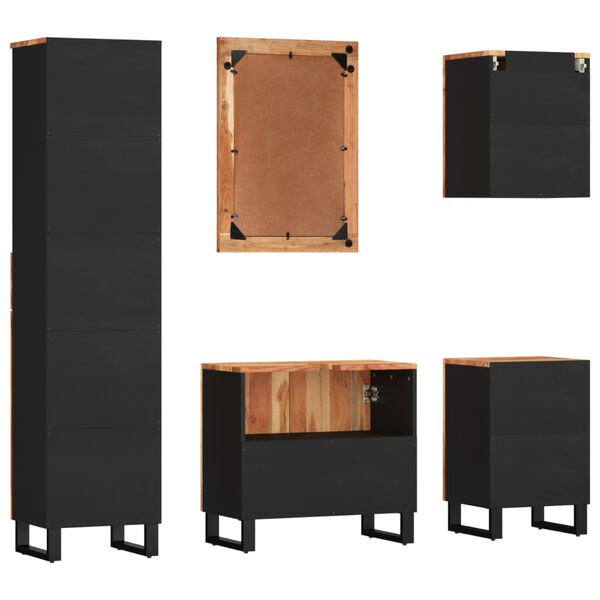 vidaXL Set Mobili da Bagno 5 pz in Legno Massello di Acacia