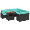 vidaXL Set Divano da Giardino 9 pz 8-Numero di posti Nero e Teal