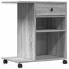 vidaXL Supporto per Stampante con Ruote Grigio Sonoma 60x40x68,5 cm