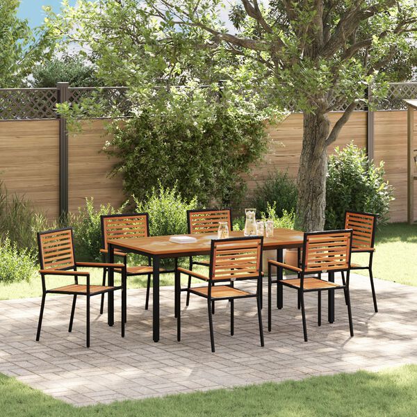 vidaXL Set da Pranzo per Giardino 7 pcs Nero e Marrone polyrattan