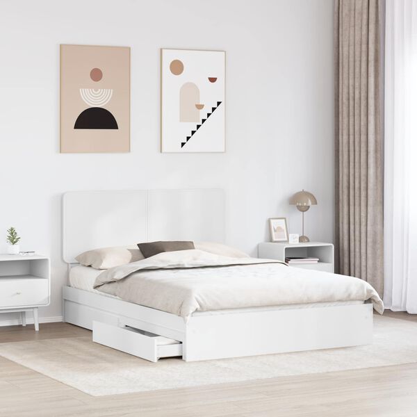 vidaXL Letto con Contenitore Bianco 140 x 190 cm Legno multistrato