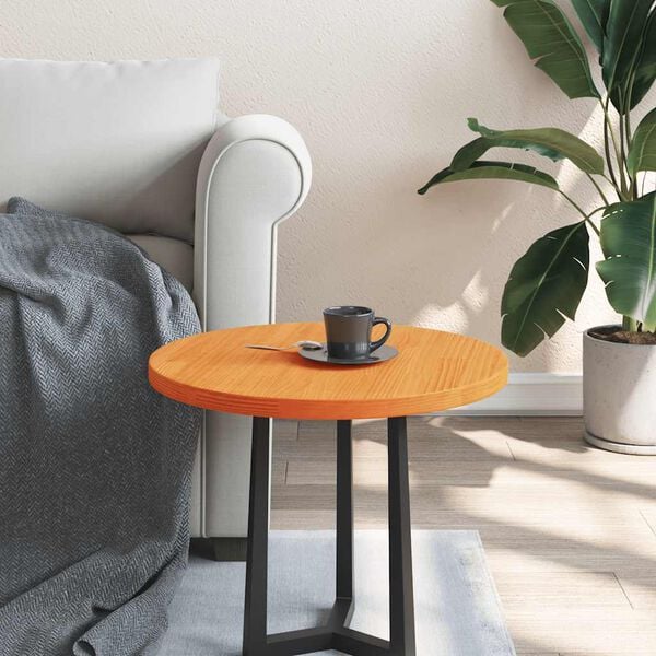 vidaXL Piano Tavolo Rotondo Marrone Cera &Oslash;50x2,5cm Legno Massello Pino