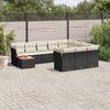 vidaXL Set Divani da Giardino 11 pz con Cuscini in Polyrattan Nero
