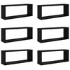 vidaXL Mensole Parete a Cubo 6pz Nere 60x15x23 cm Legno Multistrato