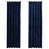 vidaXL Tende Oscuranti con Ganci 2 pz Blu Scuro in Velluto 140x225 cm