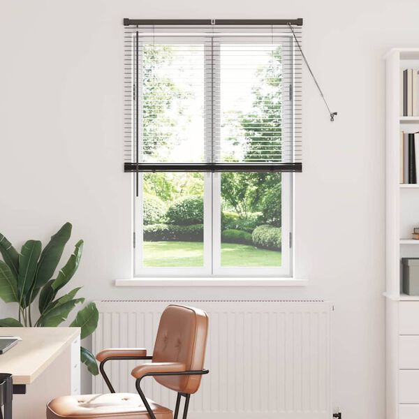 vidaXL Tendaggi a veneziana con tende Nero 175 x 95 cm Alluminio