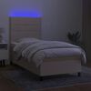 vidaXL Letto a Molle con Materasso e LED Crema 80x200 cm in Tessuto
