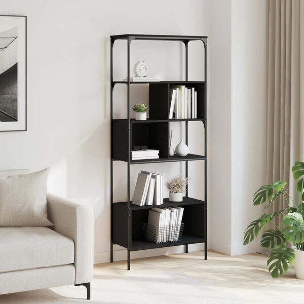 vidaXL Libreria a 5 Ripiani Nera 76x33x188,5 cm in Legno Multistrato