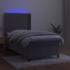 vidaXL Letto a Molle Materasso e LED Grigio Chiaro 90x190 cm Velluto