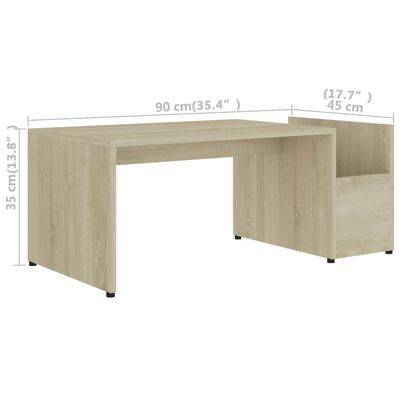 vidaXL Tavolino da Salotto Rovere Sonoma 90x45x35 cm Legno Multistrato