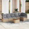 vidaXL Set Divano da Giardino con cuscino 7 pcs Beige polyrattan