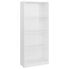 vidaXL Libreria 4 Ripiani Bianco Lucido 60x24x142 cm Legno Multistrato