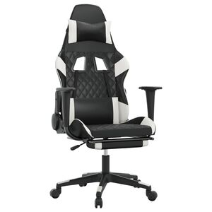 vidaXL Sedia Gaming Massaggiante Poggiapiedi Nero e Bianco Similpelle