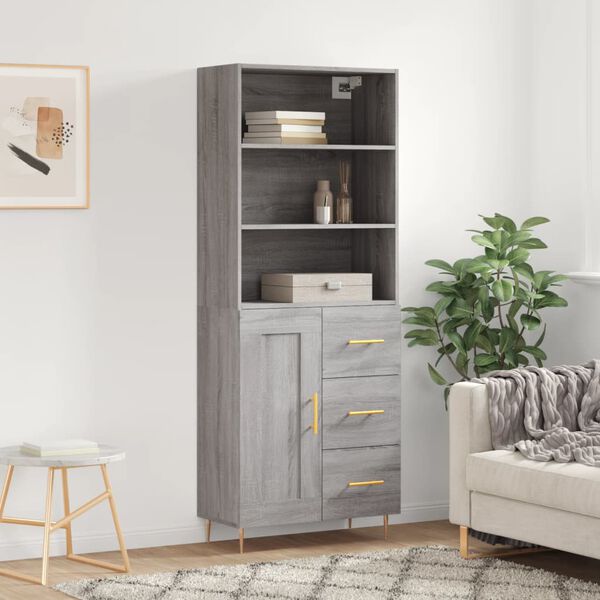vidaXL Credenza Grigio Sonoma 69,5x34x180 cm in Legno Multistrato