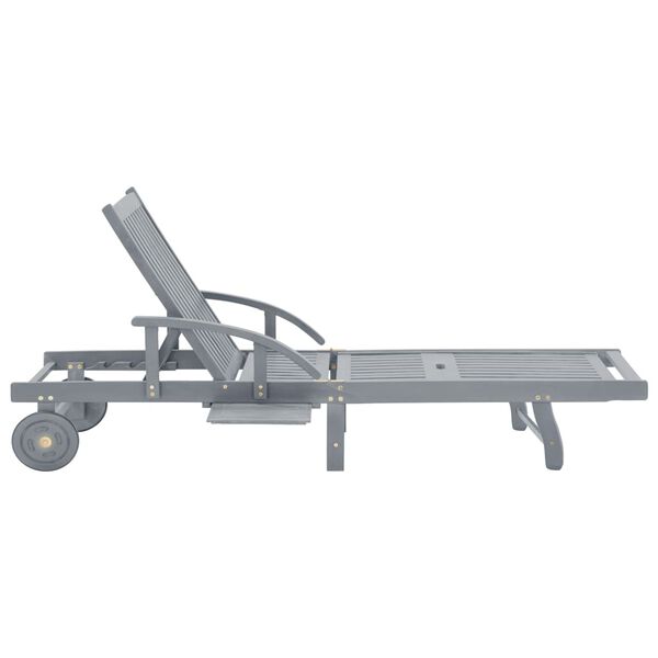 vidaXL Lettino Prendisole da Giardino Legno Massello di Acacia Grigio