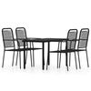 vidaXL Set Mobili da Pranzo per Giardino 5 pz Nero