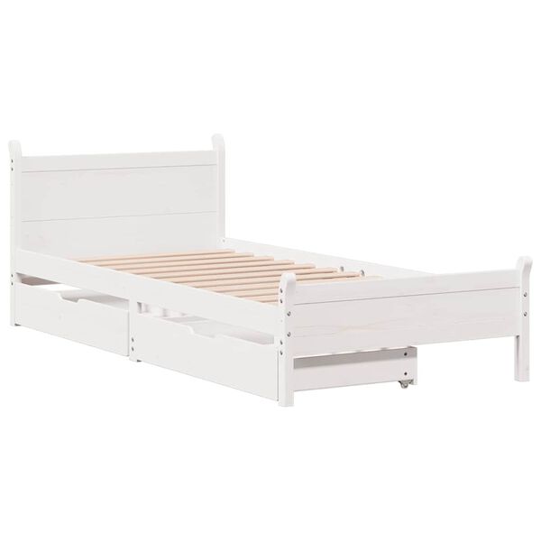 vidaXL Letto senza Materasso Bianco 75x190 in Legno Massello di Pino