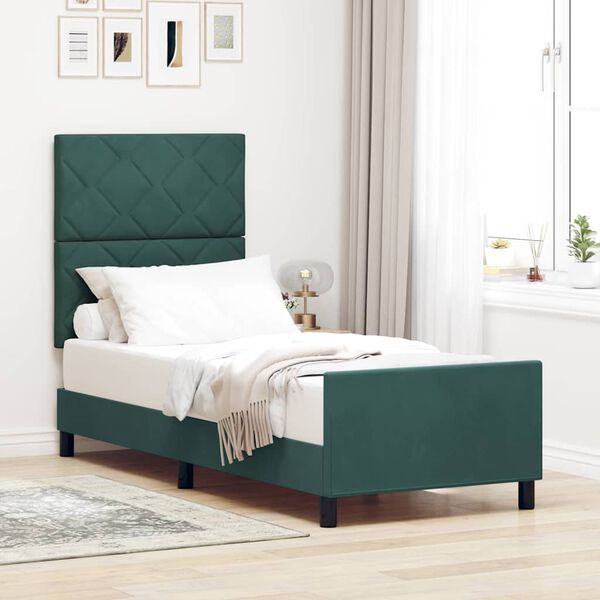 vidaXL Letto a molle con testiera Verde Scuro 80 x 200 cm Velluto