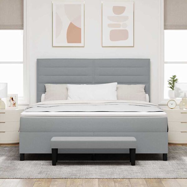 vidaXL Letto a molle con materasso Grigio chiaro 180 x 200 cm Tessuto