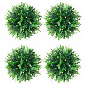 vidaXL Sfere di Bosso Artificiale con Luci LED 4 pz Verdi 15 cm