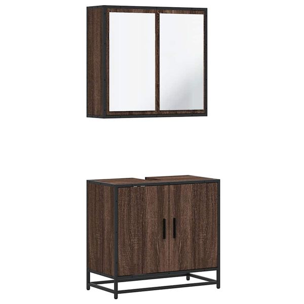 vidaXL Set Mobili da Bagno 2 pz Rovere Marrone in Legno Multistrato