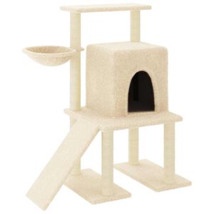 vidaXL Albero per Gatti con Tiragraffi in Sisal Crema 96,5 cm