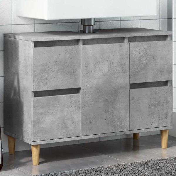 vidaXL Mobile Lavabo Grigio Cemento 80x33x60 cm in Legno Multistrato