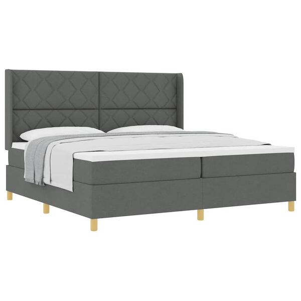 vidaXL Letto a molle con materasso Grigio scuro 200 x 200 cm Tessuto