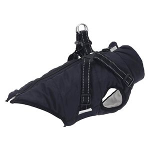 vidaXL Cappotto Cani Imbracatura Impermeabile Riflettente Blu Navy L24