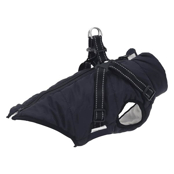 vidaXL Cappotto Cani Imbracatura Impermeabile Riflettente Blu Navy L24