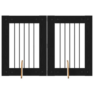 vidaXL Cancello per cani con supporti 2 pcs Rovere Nero 60 x 80 cm