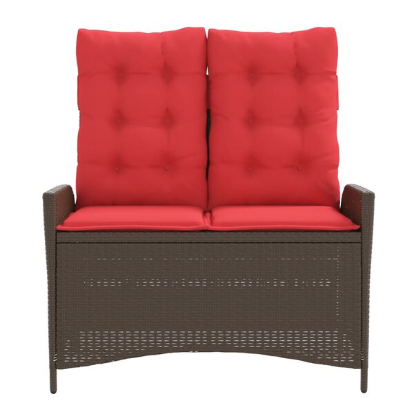 vidaXL Panca Reclinabile da Giardino con Cuscini Marrone in Polyrattan