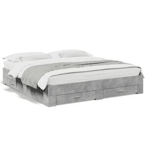 vidaXL Giroletto Cassetti Grigio Cemento 200x200 cm Legno Multistrato