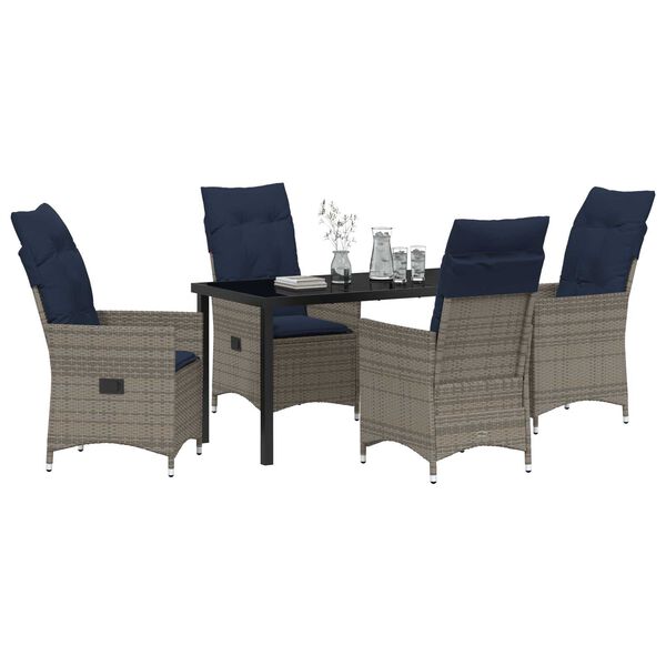 vidaXL Set da Pranzo per Giardino 5 pcs Grigio polyrattan