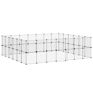 vidaXL Gabbia per Animali 52 Pannelli con Porta Nero 35x35 cm Acciaio