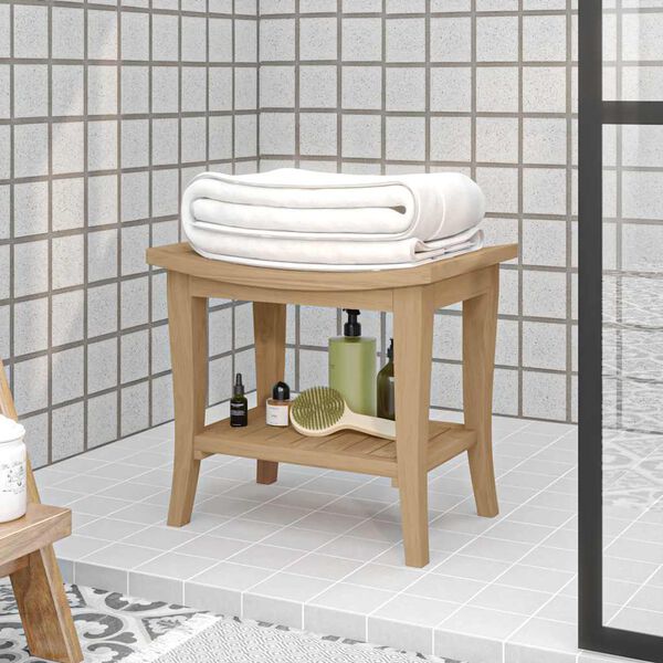vidaXL Tavolino da Bagno 50x35x45 cm in Legno Massello di Teak