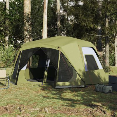 vidaXL Tenda Campeggio 10 Persone Verde Rilascio Rapido Impermeabile