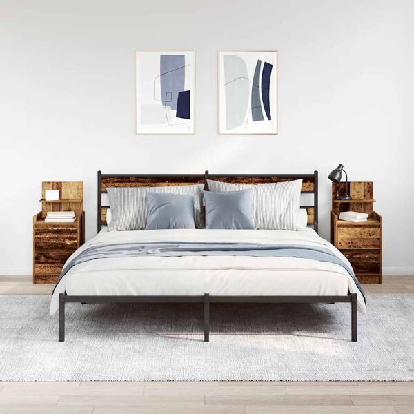 vidaXL Comodini con 2 Cassetti 2 pz in Legno Antico 38x34x80 cm